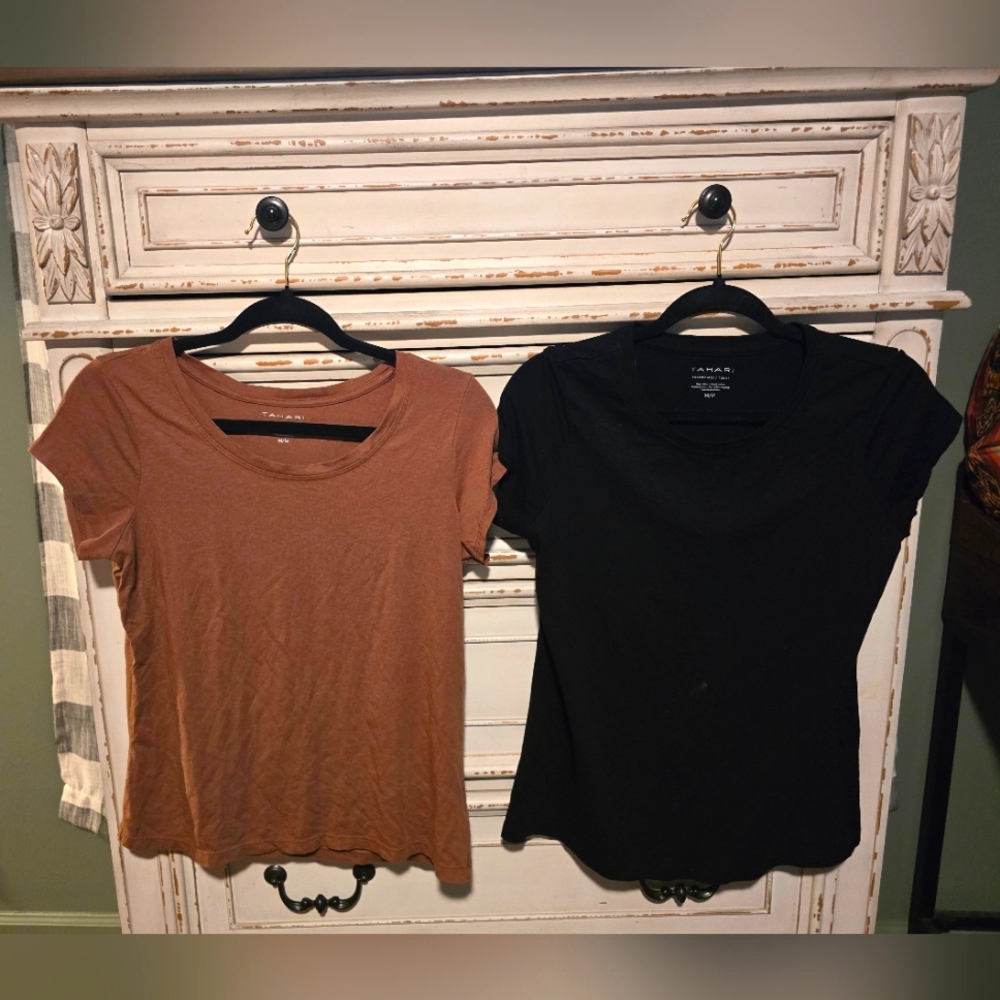 Set of 3.  Basic tees.  White, brown,  black.   All mediums.